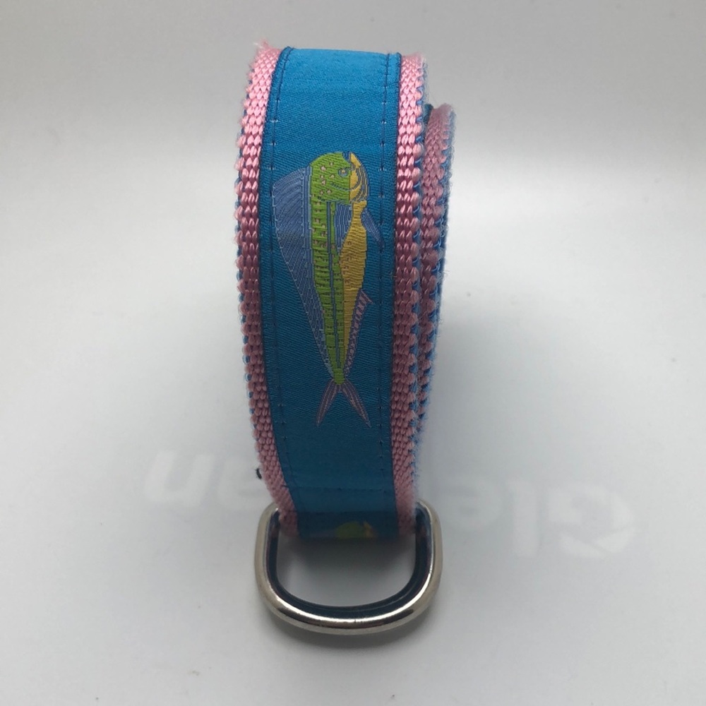Mahi mahi D ring canvas belt Blue, pink green, yellow